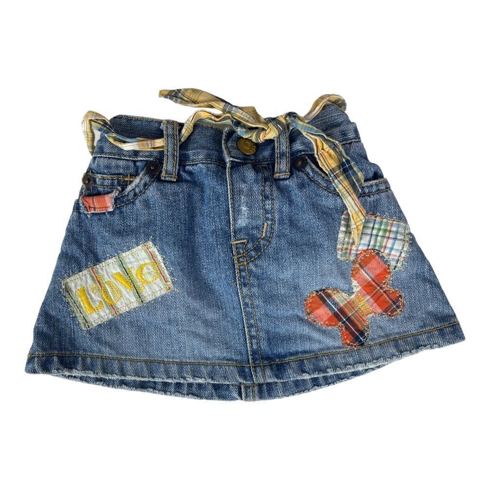 Children's Place Baby Girl's Size 6 - 9 Months Jean Skirt Blue Patches
